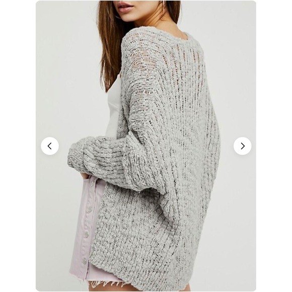 Free People Fun Times Chunky Knit Cardigan Gray Size M Cozy Sweater Boho Slouchy - Picture 3 of 12